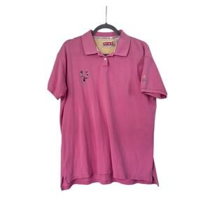 Vintage Pivot Rules Pink Embroidered Golfers Preppy Golf Polo Shirt, Women's XL